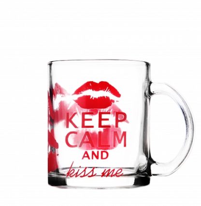 Tasse en verre - Keep calm and kiss me - Arts de la Table - Sables et Reflets