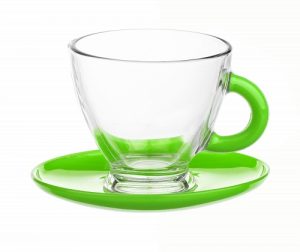 Tasses et sous tasses en verre - Spécial Expresso - Couleur Verte - Arts de la Table - Sables et Reflets