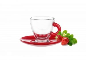 Tasses et sous tasses en verre – Spécial Expresso – Couleur Rouge - Arts de la Table - Sables et Reflets