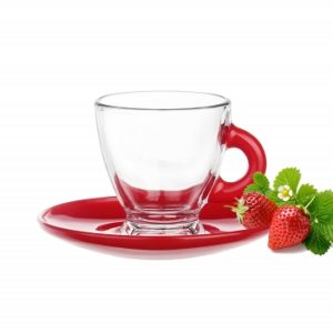 Tasses et sous tasses en verre – Spécial Expresso – Couleur Rouge - Arts de la Table - Sables et Reflets