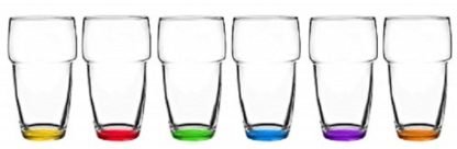 6 verres à Jus, Sirop et Soda – Fond 6 couleurs – 300 ml / Sables & Reflets Nouveautés