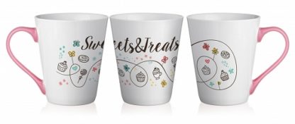 Set de 4 Mugs en Céramique anse Rose, Collection  » Sweets & Treats  » 250 ml / Sables & Reflets Nouveautés