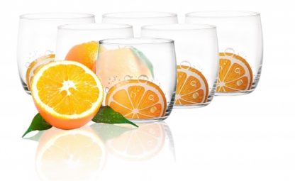6 Verres Gobelets à eau, Soda et à jus / Collection Orange / 250 ml / Sables & Reflets Idées Cadeaux