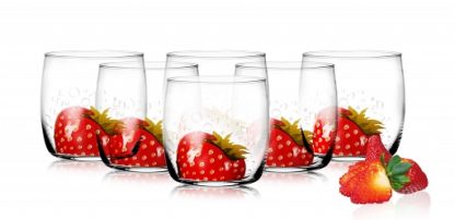 6 Verres Gobelets à eau, Soda et à jus / Collection Fraise / 250 ml Idées Cadeaux