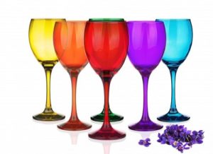 SABLES & REFLETS 6 Verres à pied Mix Color - Verre à vin rouge, à vin blanc, verre à eau 6 couleurs 300 ml