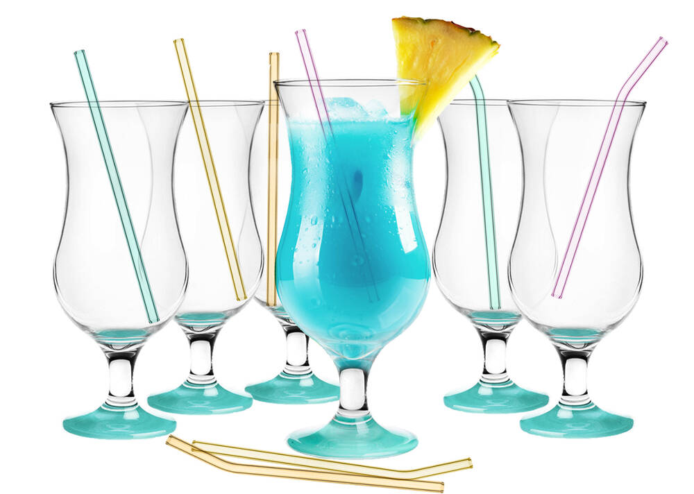 Verres Cocktails au Pied Teintés Bleu ( Lot de 6 ) - Sables et